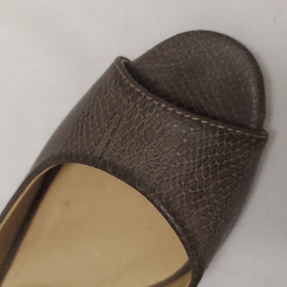 BUSSOLA Cork Wedge Sandals Leather Snakeskin Embossed - Picture 2 of 10